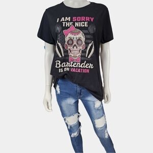 Port & Company Crew Neck Short Sleeve Bartender Graphics T-Shirt Size L